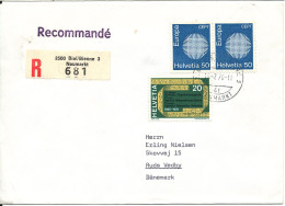 Switzerland Registered Cover Sent To Denmark Biel/Bienne 3 Neumarkt 13-7-1970 - Brieven En Documenten