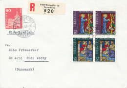 Switzerland Registered Cover Sent To Denmark Winterthur 10 Rosenberg 18-11-1969 - Covers & Documents