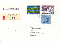 Switzerland Registered Cover Sent To Denmark Biel/Bienne 3 Neumarkt 3-1-1972 - Covers & Documents