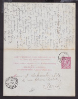 DDFF 867 -- Entier Postal Type No 46 Double Avec REPONSE - BRUGES 1896 Vers PARIS Et Retour - Postcards 1871-1909