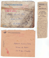 Lettre Correspondance Accidentée Courrier Accidenté En Cours De Transport + Enveloppe Réexpédition Centre Orly , 1969 - Lettres Accidentées