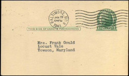 Postal Stationary - From Baltimore, Maryland - 1941-60