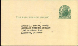 Postal Stationary - Dinner Reservation Card "American Chemical Society" - 1921-40