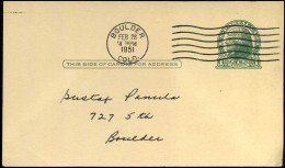 Postal Stationary - From Boulder, Colorado - 1941-60