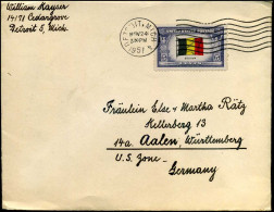 Cover From Detroit, Michigan To Aalen, Germany - U.S. Zone - Briefe U. Dokumente