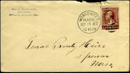Cover From Worcester, Massachusetts To Spencer, Massachusetts - Lettres & Documents