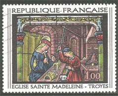 331nf-45 France Vitrail Eglise Sainte Madeleine Troyes Church Stained Glass - Usados