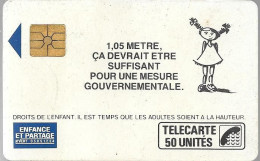 CARTE²°-PUBLIC-07/89-F83-50 U-GEM1-ENFANCE  ET PARTAGE-FILLE-V°N° 246C-UTILISEE-TBE - 1989