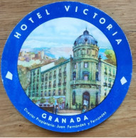 Spain Granada Victoria Hotel Label Etiquette Valise - Etiquettes D'hotels