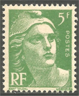 338 France Yv 809 Marianne De Gandon 5f Vert MNH ** Neuf SC (809-1b) - 1945-54 Marianne De Gandon