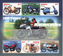 Maldives 2014 -100 Years Of Motorcycles - Matchless-Lambretta-Yamaha-Norton-Munch -6v Sheet Neuf/Mint/MNH - Motorfietsen