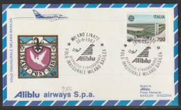 1987, Alitalia, Erstflug, Milano - Basel - Airmail