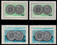 1979 Uruguay Silver Coin Centenary Observe And Reverse Of Coins In Stamps #1054 - 1057  ** MNH - Uruguay