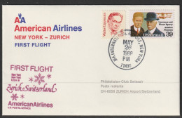 1988, American Airlines, Erstflug, New York JFK - Zürich - 3c. 1961-... Lettres