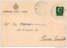 1944 CARTOLINA CON ANNULLO SCHIO VICENZA - Marcofilie