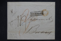 RUSSIE - Lettre De 1854 Pour Bordeaux Par La Prusse - A 2760A - Cartas & Documentos