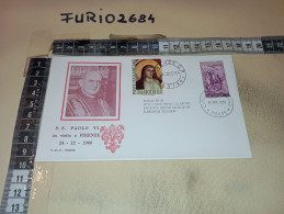 HB12542 FDC RODIA TIMBRO ANNULLO CITTA' DEL VATICANO 1966 PAPA PAOLO VI IN VISITA A FIRENZE - FDC