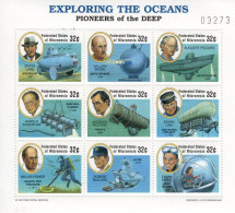 Micronesia 1998 - Exploring The Oceans - Pioneers Of The Deep - Sous-Marins - 9v Sheet Neuf/Mint/MNH - Submarinos