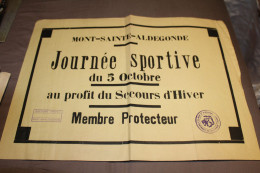 ANCIENNE AFFICHE - MONT STE ALDEGONDE LEVAL ( BINCHE MORLANWELZ ) - JOURNEE SPORTIVE SECOURS D'HIVER ( VERS 1940 1950 ) - Posters