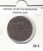 CRE3564 MONEDA ESPAÑA FELIPE III 8 MARAVEDIS SEGOVIA 1619 - Otros & Sin Clasificación