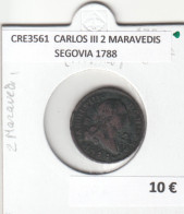 CRE3561 MONEDA ESPAÑA CARLOS III 2 MARAVEDIS SEGOVIA 1788 - Autres & Non Classés