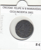 CRE3540 MONEDA ESPAÑA FELIPE IV 8 MARAVEDIS CECA INCIERTA 1661 - Otros & Sin Clasificación