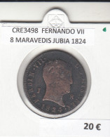 CRE3498 MONEDA ESPAÑA FERNANDO VII 8 MARAVEDIS JUBIA 1824 - Andere & Zonder Classificatie