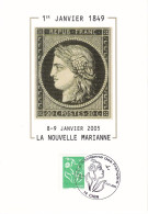 Timbre Marianne Des Français Lettre Verte 20g Lamouche 1er Jour Caen 8/1/2005 Sur Carte Postale - 2004-2008 Marianne De Lamouche