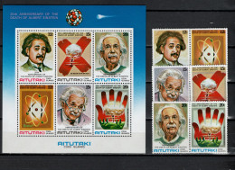 Aitutaki 1980 Space Albert Einstein 25th Death Anniversary Set Of 6 + S/s MNH - Océanie