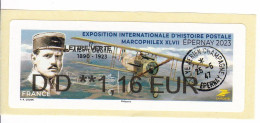 LISA ATM Exposition Marcophilex Epernay 2023 Lettre Verte  Theme Aviation Lettre Verte 1,16 - 2010-... Vignettes Illustrées