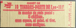 1972 C2 Conf. 5 Daté 4/ 17.11.77 Carnet Fermé Sabine 1F Rouge - Modernes : 1959-...