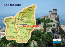 San Marino Country Map New Postcard * Carte Geographique * Landkarte - Saint-Marin