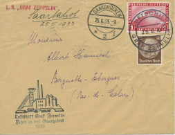 Zeppelin LZ 127 Saargebietsfahrt 1933 Bordpost, Beförderungsspuren (X17018) - Airmail & Zeppelin