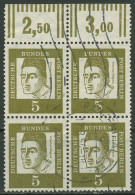 Berlin 1961 Bedeutende Deutsche 199 4er-Block Mit Oberrand Gestempelt - Used Stamps