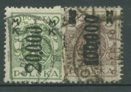 Polen 1923 Freimarken Wappenadler Mit Aufdruck 189/90 Gestempelt - Usados