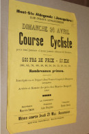 RARE ANCIENNE AFFICHETTE - MONT STE ALDEGONDE JONCQUIERE ( LEVAL BINCHE ) - COURSE CYCLISTE ( VERS 1930 ? 40 ? ) - Programma's