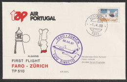 1988, TAP, Erstflug, Faro Portugal - Zürich - Briefe U. Dokumente