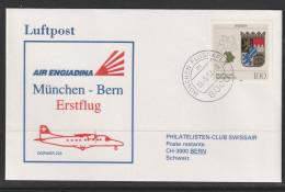 1992, Air Engiadina, Erstflug, München - Bern - First Flight Covers