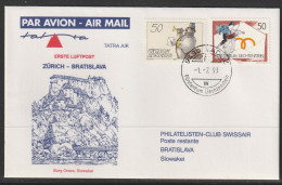 1993, Tatra, Erstflug, Liechtenstein - Bratislava Slowakia - Luftpost