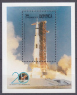 1989 Dominica 1237/B155 20 Years Of Apollo 11 Moon Landing 6,50 € - Südamerika