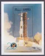 1989 Dominica 1237/B155 20 Years Of Apollo 11 Moon Landing 6,50 € - Amérique Du Sud