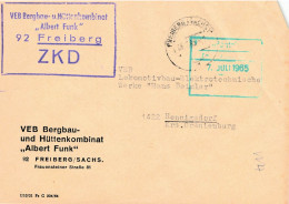 DDR Brief ZKD 1965 VEB Bergbau Und Hüttenbaukombinat Albert Funk Freiberg - Zentraler Kurierdienst