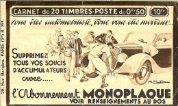 CARNET Série 391 Paix 20x0,50f Rouge Couverture 10f Abonnement Monoplaque CADEAU DES TIMBRES A L INTERIEUR - Old : 1906-1965