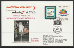 1995, AUA + Swissair + Delta Air, Erstflug, Wien UN - Washington - Briefe U. Dokumente