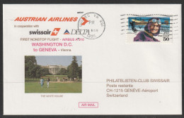 1995, AUA + Swissair + Delta Air, Erstflug, Washington - Genf - 3c. 1961-... Storia Postale