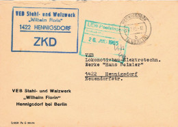 DDR Brief ZKD 1965 VEB Stahl Und Walzwerk Wilhelm Florin Hennigsdorf - Zentraler Kurierdienst