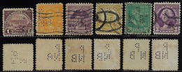 USA United States 1902/1942 6 Stamp Perfin P/NB By Philadelphia National Bank From Philadelphia lochung Perfore Type 1 - Zähnungen (Perfins)