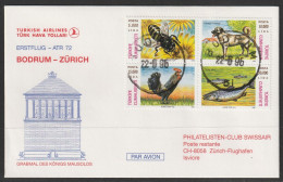 1996, Turkish Airlines, Erstflug, Bodrum - Zürich - Airmail