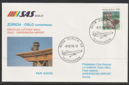 1998, SAS, Erstflug, Zürich - Oslo Norway - First Flight Covers