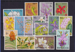 Barbados 1974 Orchideen Mi.-Nr. 365-380 (ohne Nr. 369) Postfrisch ** - Barbades (1966-...)